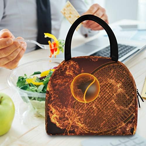 Lunch saco isolado Mulheres - raquete de tênis Fire grande bolsa de almoço à prova de vazamentos com alças para o trabalho masculino