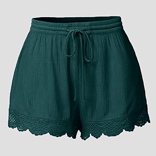 Shorts de cordão confortável feminino Summer Summer High Wide Large Leggy Shorts Star Stripe Print