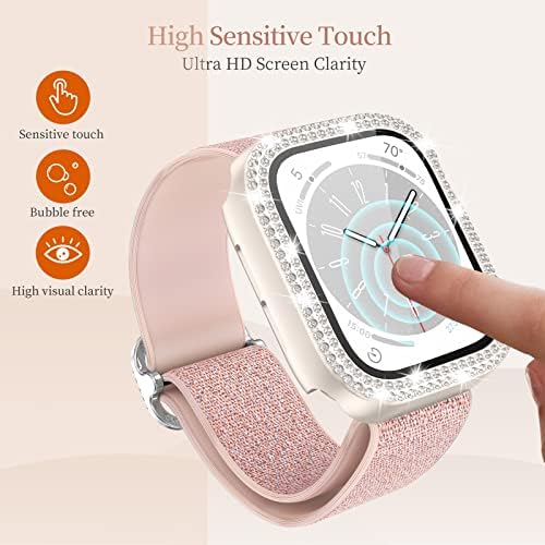 Letóid Apple Watch Women Band & Case Set Compatible com apenas 41 mm de rosto de 41mm, 3 pacote de nylon elástico elástico