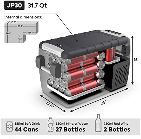 Controle de aplicativos WiFi portátil da geladeira JP30 ICECO, Freezer de 12V, 31 litros de geladeira compacta com compressor