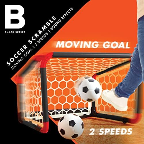 Black Series Soccer Scramble Motorized Goal, com 2 bolas, efeito sonoro, objetivo automático de movimentação com 2 níveis de velocidade, diversão em ambientes fechados para familiares e amigos, treinamento e prática de brinquedos esportivos para dentro, com idades mais 8