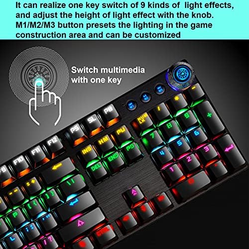 Teclado de jogos mecânicos, RGB LIGADO DE BENÇÃO RGB WIDED USB 104 TECHADO TECLADO TECLADO DE COMPUTADOR WIDE