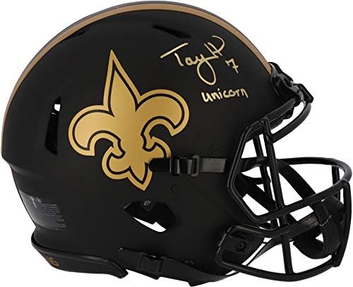 Taysom Hill New Orleans Saints Autografou Riddell Eclipse Capacete Authentic Speed ​​Authentic com inscrição Unicorn