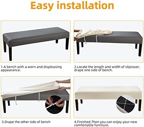 FulOn Stretch Jacquard Dining Bench Capa - Anti -poeira Removável Bancos de capa lavável bancada Tampa do protetor de assento para sala de estar, quarto, cozinha