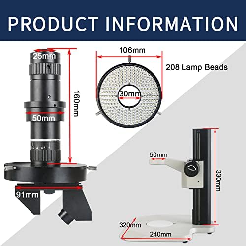 Koppace 23x-192x ampliação de zoom contínuo 2D/3D Microscópio 360 ° ROTAÇÃO 4K HD Imagem suporta disparos, vídeo, medição