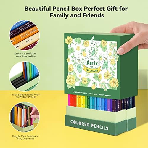 Kit de lápis de cor ARRTX para colorir adulto 126 cores com caderno de desenho, lápis de colorir de núcleo suave profissional