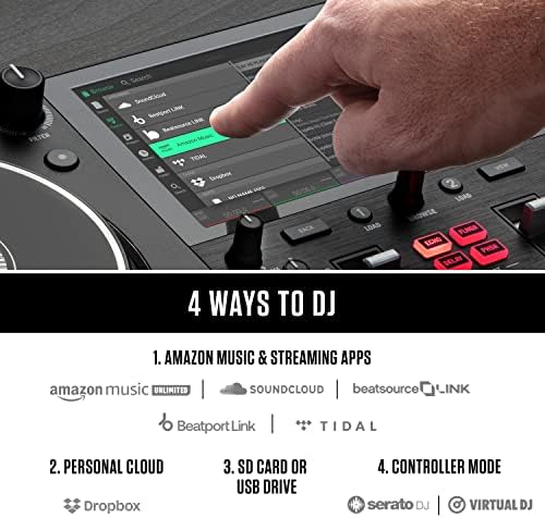 Controlador DJ independente NUMARK MixStream Pro+, Music Unlimited Streaming, Mixer, Touchscreen, WiFi, Alto -falantes,