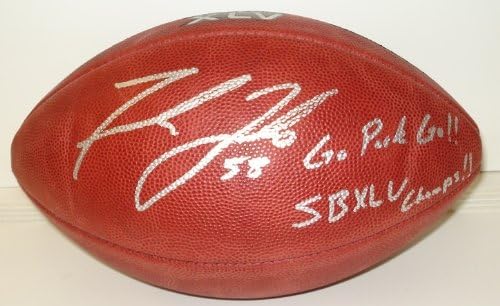 Frank Zombo autografado e inscrito oficial SBXLV NFL Football