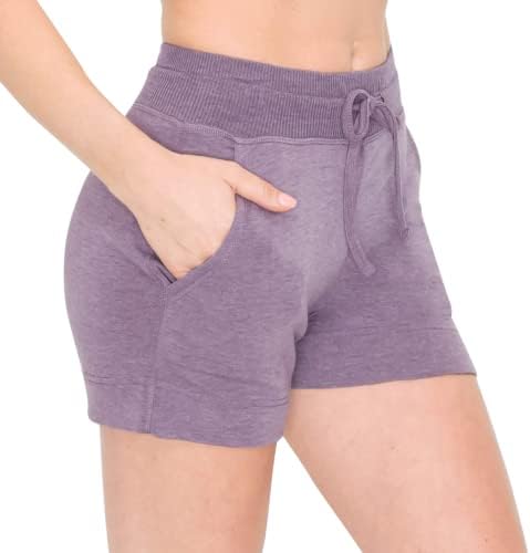 Sempre feminino shorts Terry French - Shorts de pijama de cordão elástico e elástico casual com bolsos