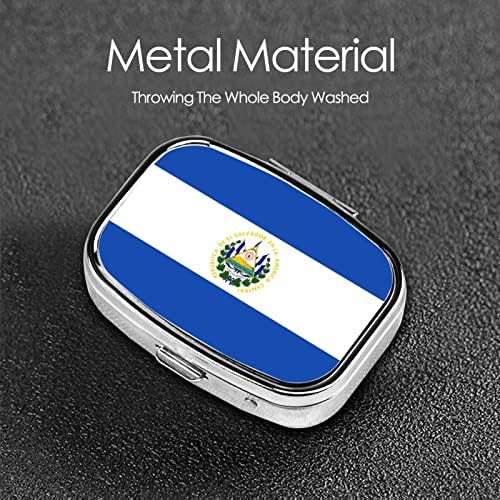 Bandeira de El Salvador Square Mini Caso Caso Travel Medicine Organizer Compartamentos portáteis Caixa de comprimidos de metal