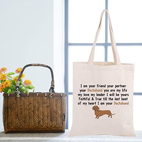 Jniap Dachshund Amante Presente dono de cachorro Canvas Tote Bag Pet Dog Bookbag