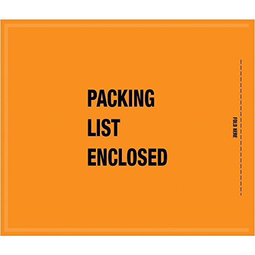 Lista de embalagem de carregamento lateral do adesivo laranja envelopes de documentos impressos com Lista de embalagem Incluída, 8 1/2 x 10 para anexar deslizamentos de embalagem, faturas e documentos importantes a pacotes, remessas e correspondências, especificação militar