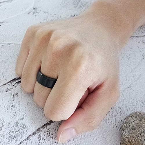 8mm escovados preto fosco de titânio aço inoxidável clássico simples anel liso Baia de casamento