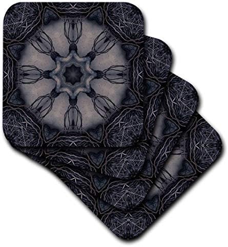 3drose cst_42439_3 Ornamento gótico escuro 3 Mandala Ceramic Tile Coasters,