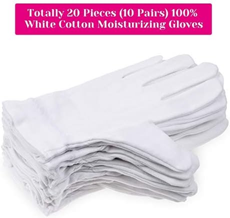 100 % de luvas de algodão para o eczema de mãos secas, senizo 10 pares luvas de algodão branco para mulheres de mãos secas hidratantes spa de pele irritante e sensível a cosméticos