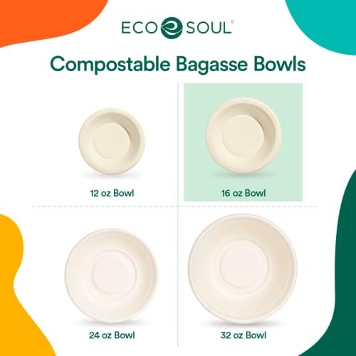 ECO Soul compostável 16 oz tigelas de sopa [500 pacote] Tigelas de sobremesa descartáveis ​​I Pesquisa de papel de serviço