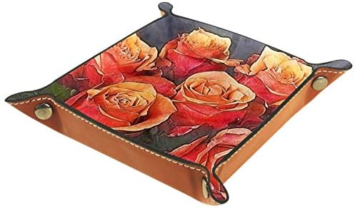 Bandejas de mesa de escritório muooum, artista criativo artístico de roses, bandeja de manobrista de couro caixas de sorda