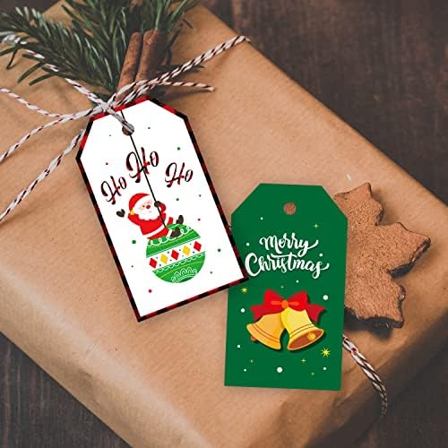 2022 Tags de presente de natal, 100pcs de Natal com cordas, xmas kraft papel tags de presente com 100 pacote de pacote