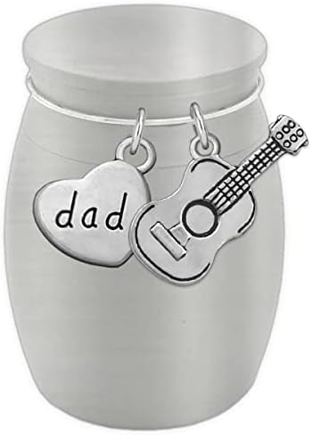 Dad Guitar Small Miniatura Urn KetendSake for Ashes Músico Memorial Perda de Padre Remembrance Presente para a filha de aço inoxidável pesado