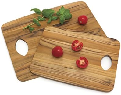 Lipper International Teak Wood Cutting Boards, conjunto de 2, inclui 1 pequeno e 1 grande