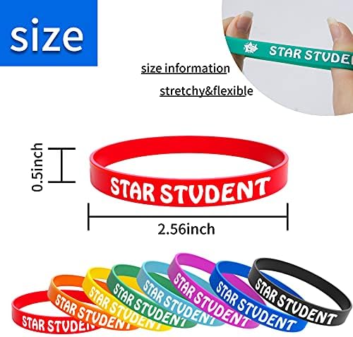 Wehhbtye 24pcs Estrela estudante de pulseiras coloras de estudante de estudante Silicone Bracelets, Star Bracelets de Borracha