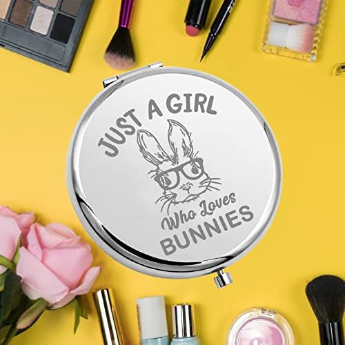 Keychin Bunny Pocket Mirror Bunny Lover Gift Just A Girl Who Loves Bunnies Compact Makeup Mirror For Women Girls