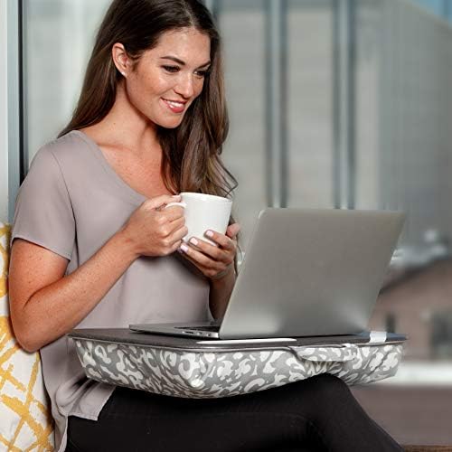 Lapgear Designer Lap Desk com suporte para telefone e borda de dispositivo - Blue Blossoms - Cabos até laptops de 15,6 polegadas