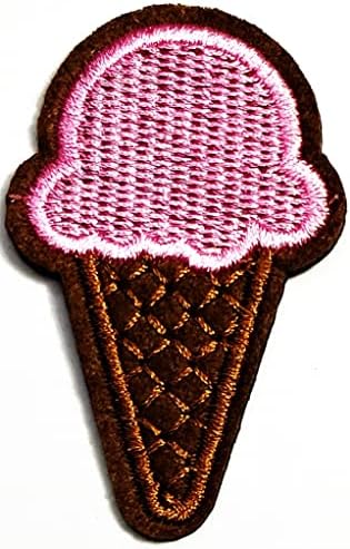 Kleenplus 2pcs. Ice Cream Patch Crafts Arts Costura Reparar Gente de Farro -Cream Pink Cartoon Bordado em Sew On Badge Patches para