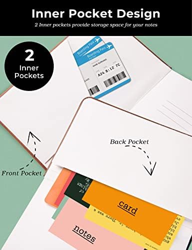 Aisbugur Pocket Notebook Small Notebook 2-pacote, 3,5 x 5,5 Pocket Notebooks capa dura com papel grosso, bolsos internos,
