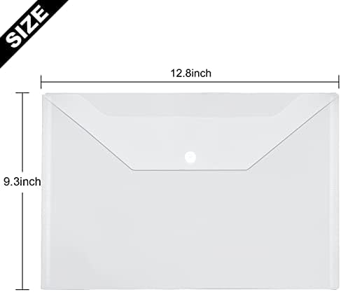 Cyeah 40pcs envelopes plásticos transparentes com fechamento de snap, envelope de poli plástico, pastas de plástico