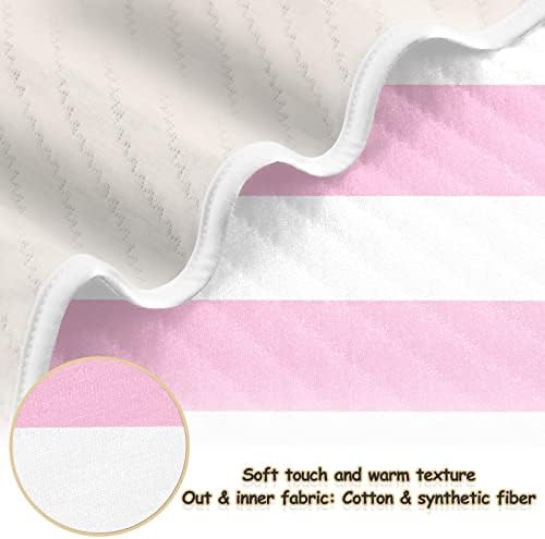 Cobertor de arremesso de listras brancas rosa cobertor de algodão para bebês, recebendo cobertor, cobertor leve e macio para berço,