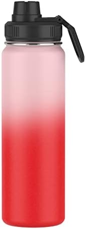 O balão isolado a vácuo de aço inoxidável, caneca térmica dupla à prova de vazamentos, à prova de vazamentos, com uma garrafa de água esportiva de esportes de água, garrafa de água de viagem para bebida quente ou gelada, rosa…