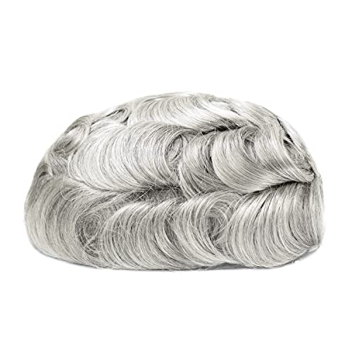 Toupee de natureza de cabelo para perucas masculinas, sistemas de reposição de cabelo humano pedaços de cabelo, 0,12 mm de pele