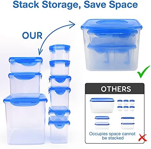 9 Pacote de contêineres de armazenamento de alimentos aéreos de embalagem, recipientes de armazenamento de cozinha empilháveis,