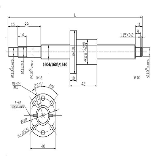 Parafuso de bola CNCYEAH SFU1605 Diâmetro de 800 mm 16 mm, 5 mm Kit de parafuso de bola de pitch de 5 mm com suportes de carcaça de