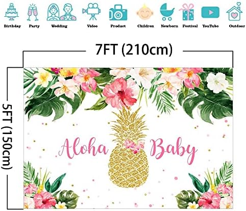 Mocsicka Pineapple Baby Shower Baby Boryd Ceatal Tropical Floral Aloha Bordado de Pinamento de Abacaxi Floral Baby Soffiário Bolo de Bolo de Bolo de Bolo de Tabel