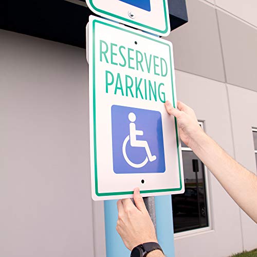 Sinal de estacionamento para handicap - 18 x 12 Sinal de aviso de segurança de alumínio para estacionamentos, calçadas