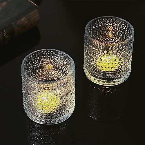 Cosnou Mini Rock Glasses, 6,5 oz （200ml） óculos de bebida hobnail Conjunto 6, conjunto de copos vintage em relevo para cerveja, coquetel,