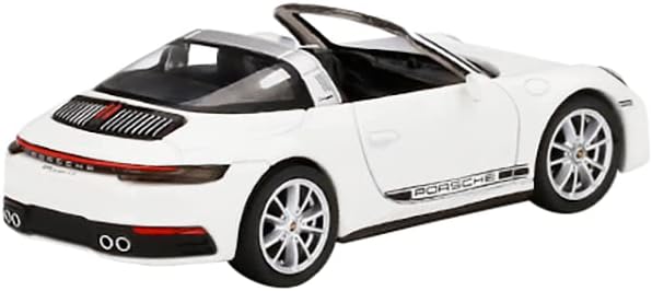 911 Targa 4s Branco conversível com listras pretas Edição limitada para 3600 peças do mundo 1/64 carro Diecast Model By True Scale Miniatures MGT00332