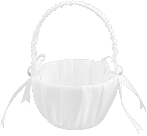Faux Pearl Wedding Flower Girl Basket Baskknot Decor White Conveniente e Prático