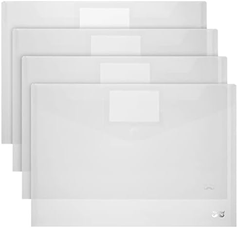 Sr. Envelopes de plástico transparente, 4 pacote, A4, tamanho da letra, envelopes de plástico com fechamento de snap, envelopes