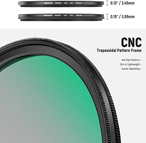 Kit de filtro de lente UV Cpl UV de 58 mm de 58 mm, filtro de lente de proteção polarizadora circular/lente de proteção UV com vidro