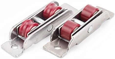 Aço inoxidável yuzzi+nylon vermelho côncavo plano de roda dupla de aço plástico portas de aço de janela polia U-do tipo U Ultra-Silence Roda 4pcs