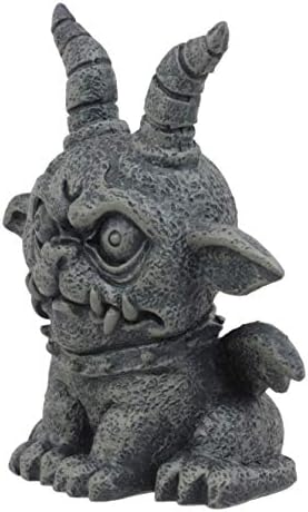 EBROS GOTHIC GOTHIC BULLDOG GARGOYLE AGAMON Fatuagem Pequena decoração de fantasia mítica estátua 3,75 Alto como talismã de proteção Acessório de jardim de fadas DIY Renascença ou colecionamento medieval