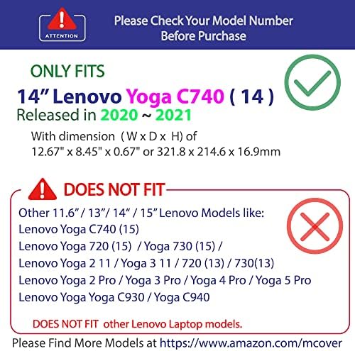 McOver Case Compatível para 2020 ~ 2021 14 Lenovo Yoga C740 Série 2-em-1 Somente PC