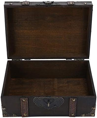 Caixa de jóias ZJCHAO, caixa de armazenamento de madeira vintage Baú de jóias decorativas com decoração de trava para