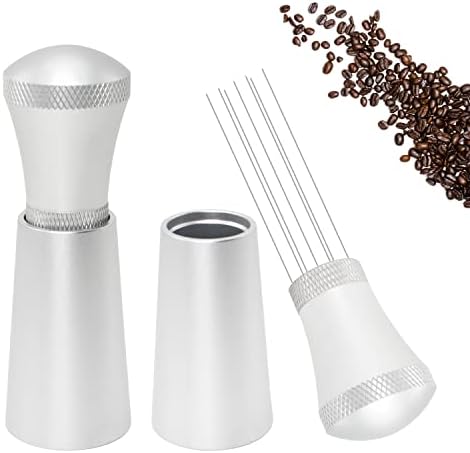 Espresso Coffee Spirr, ferramenta de distribuição de café expresso Ferramenta de cafeteira, ferramenta profissional de distribuição do tipo de agulha de mão de barista 7 agulhas de 0,4 mm de liga de alumínio com suporte