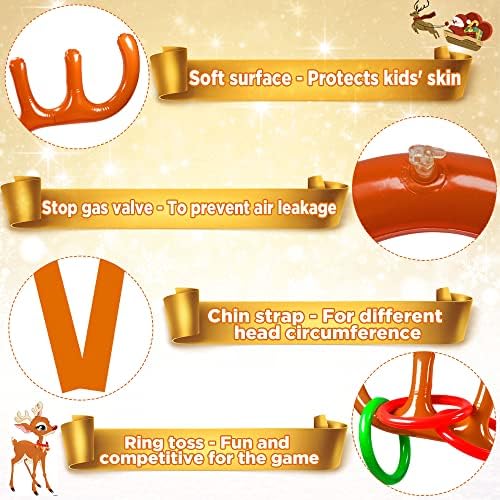 HapDoop 2-4 jogadores inflatáveis ​​jogo de arremessos de arco de chifre de rena para a festa de natal - regras de jogo incluídas