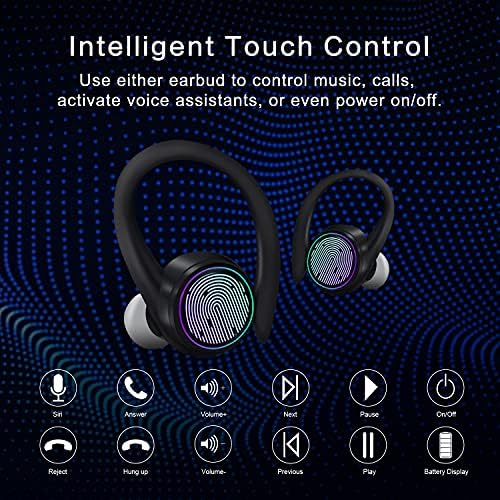 Fones de ouvido sem fio True Bluetooth True emparelhamento automático Bluetooth 5.1 fones de ouvido, fones de ouvido esportivos sem fio, compatíveis com dispositivos iOS e Android