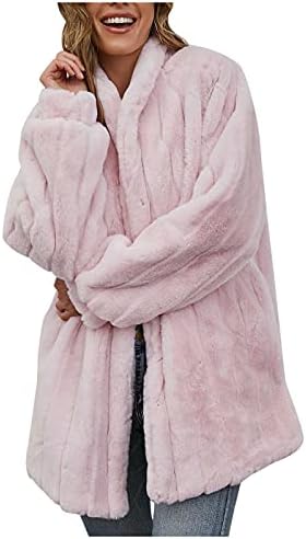 Jaqueta de festa de manga longa minge mulheres inverno elegante e quente jaqueta sólida botão de lapela fofora de lapela